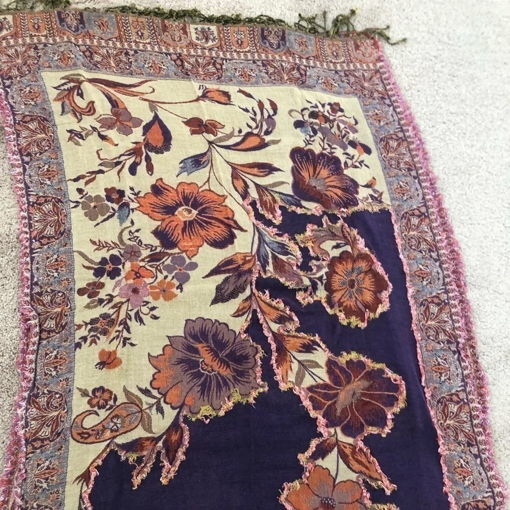 Floral scarf/ shawl light weight reversible purple